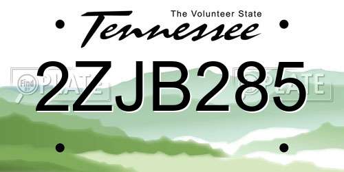 2ZJB285 Tennessee License Plate