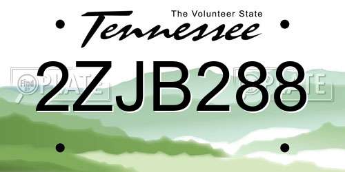 2ZJB288 Tennessee License Plate