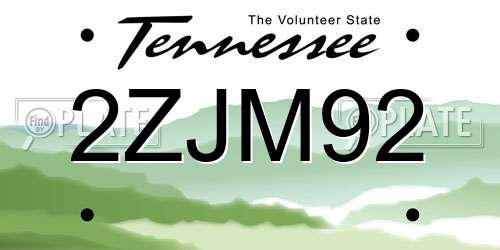 2ZJM92 Tennessee License Plate