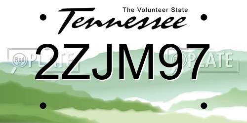 2ZJM97 Tennessee License Plate