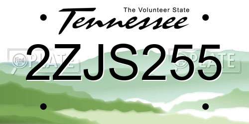 2ZJS255 Tennessee License Plate