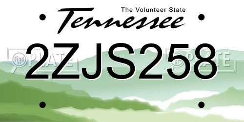 2ZJS258 Tennessee License Plate