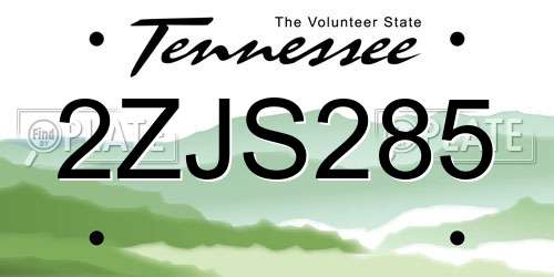 2ZJS285 Tennessee License Plate