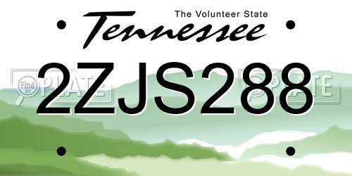 2ZJS288 Tennessee License Plate