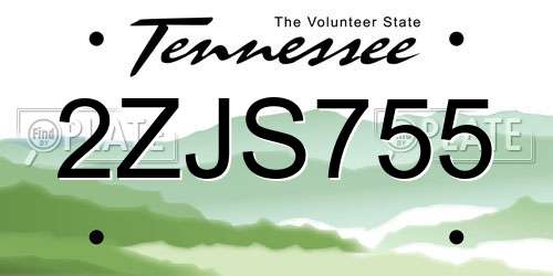 2ZJS755 Tennessee License Plate
