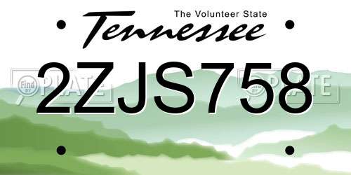 2ZJS758 Tennessee License Plate