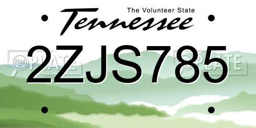 2ZJS785 Tennessee License Plate