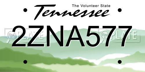 2ZNA577 Tennessee License Plate