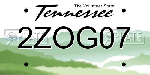2ZOG07 Tennessee License Plate