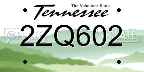 2ZQ602 Tennessee License Plate
