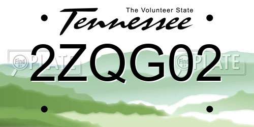 2ZQG02 Tennessee License Plate
