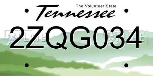 2ZQG034 Tennessee License Plate