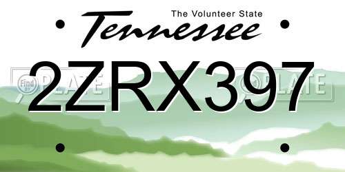 2ZRX397 Tennessee License Plate