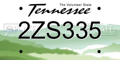 2ZS335 Tennessee License Plate