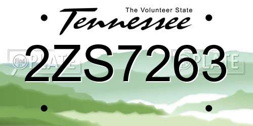 2ZS7263 Tennessee License Plate