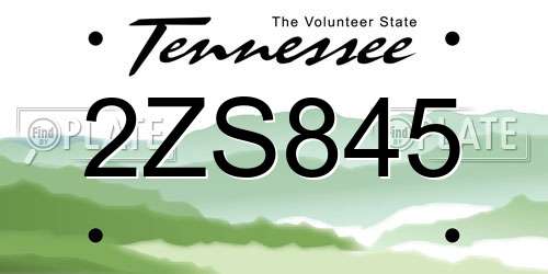 2ZS845 Tennessee License Plate