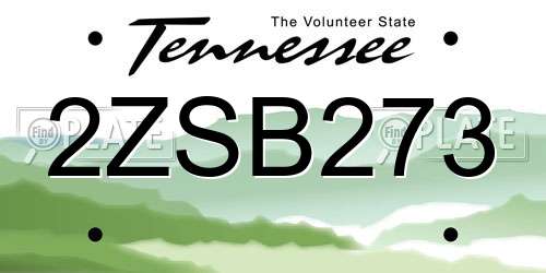 2ZSB273 Tennessee License Plate