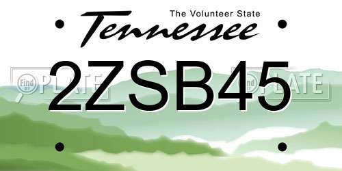 2ZSB45 Tennessee License Plate