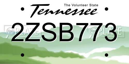 2ZSB773 Tennessee License Plate