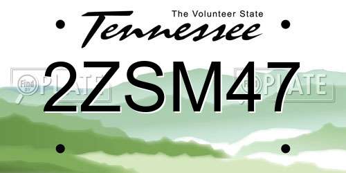 2ZSM47 Tennessee License Plate