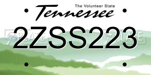 2ZSS223 Tennessee License Plate