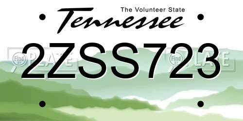 2ZSS723 Tennessee License Plate