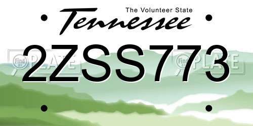 2ZSS773 Tennessee License Plate