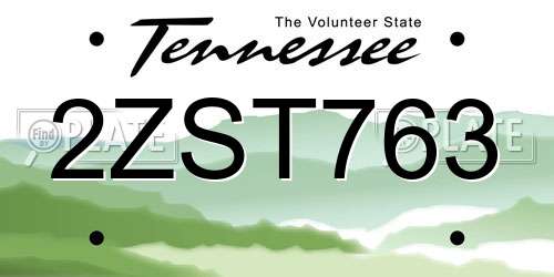 2ZST763 Tennessee License Plate