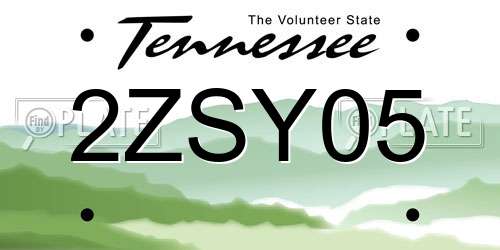 2ZSY05 Tennessee License Plate