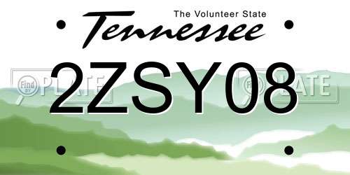 2ZSY08 Tennessee License Plate
