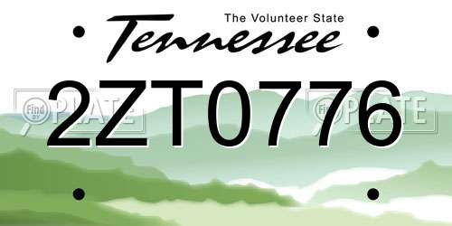 2ZT0776 Tennessee License Plate