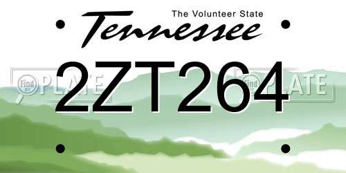 2ZT264 Tennessee License Plate