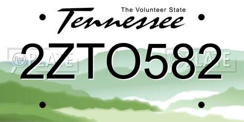 2ZTO582 Tennessee License Plate