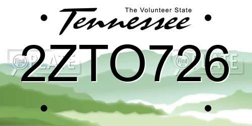 2ZTO726 Tennessee License Plate