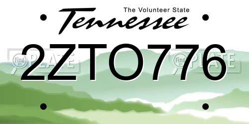 2ZTO776 Tennessee License Plate