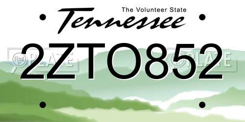 2ZTO852 Tennessee License Plate
