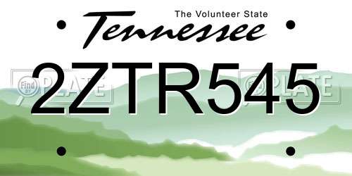 2ZTR545 Tennessee License Plate