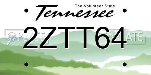 2ZTT64 Tennessee License Plate