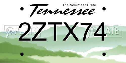 2ZTX74 Tennessee License Plate