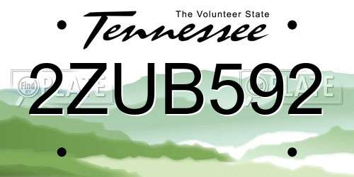 2ZUB592 Tennessee License Plate