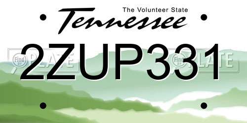 2ZUP331 Tennessee License Plate