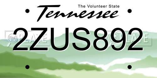 2ZUS892 Tennessee License Plate