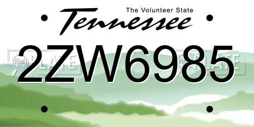 2ZW6985 Tennessee License Plate