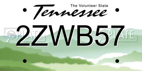 2ZWB57 Tennessee License Plate