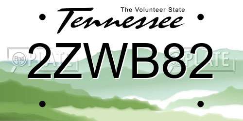 2ZWB82 Tennessee License Plate
