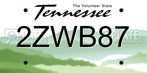2ZWB87 Tennessee License Plate