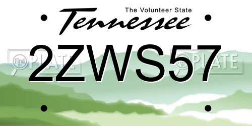 2ZWS57 Tennessee License Plate