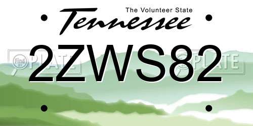2ZWS82 Tennessee License Plate