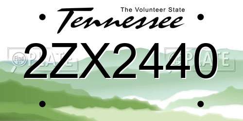 2ZX2440 Tennessee License Plate