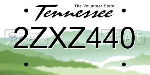 2ZXZ440 Tennessee License Plate